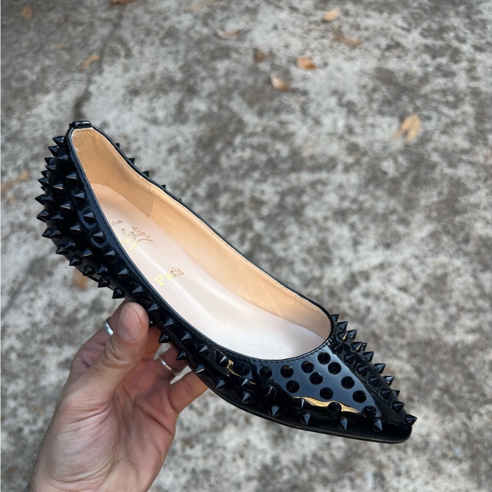 Christian Louboutin Black Spiked Flats
